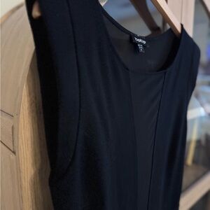 bebe Black Sleeveless Fit & Flare Dress | Sheer Back & Front Slit | Medium